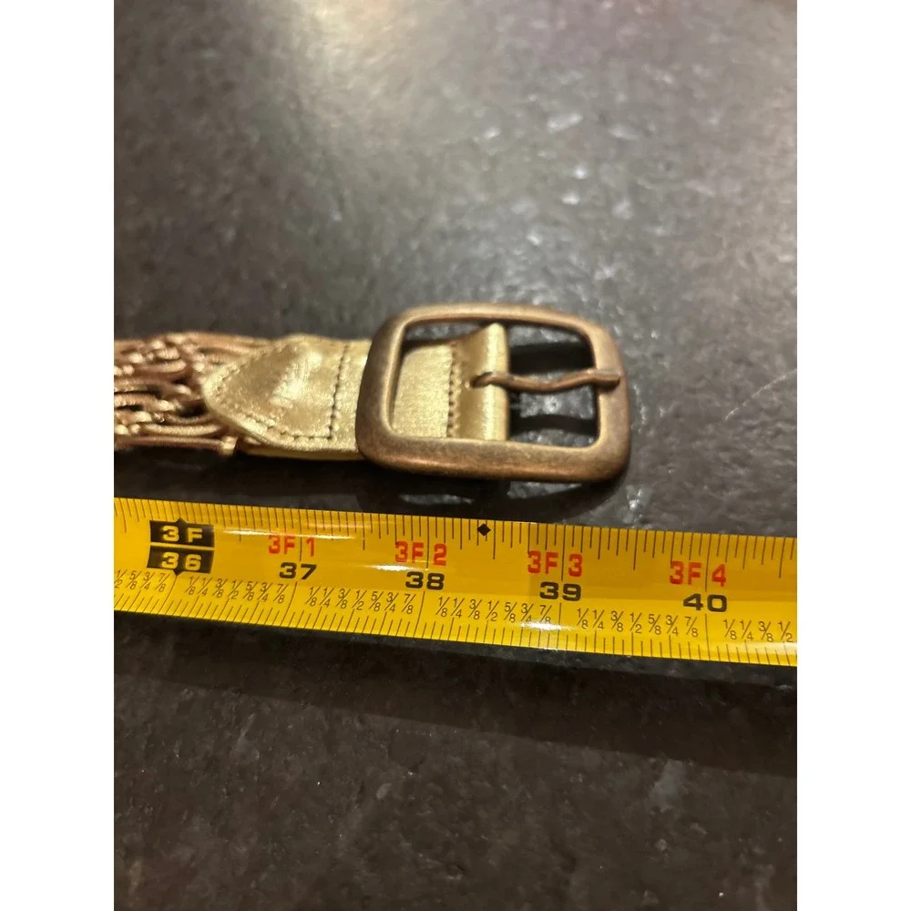 Fossil Womens Metallic Gold Braided Woven Leather Belt BT3096710 Small